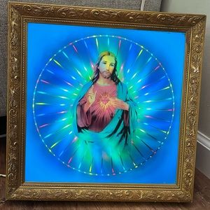 Vintage light up Jesus wall decor
